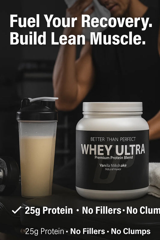 Whey Ultra Vanilla Protein powder tub for clean muscle growth, recovery, and strength – BTP Supplements